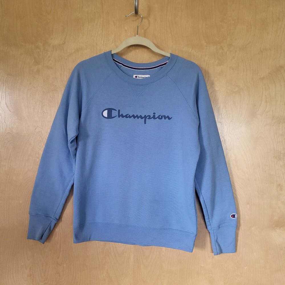 Champion Pullover Fleece Sweatshirt Light Blue Size Small